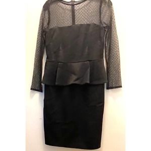 David Meister sheer sleeved black dress 10